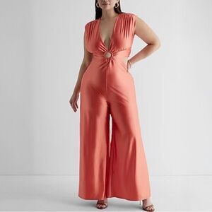 NEW Express Coral Sleeveless Cut Out Jumpsuit Size L
